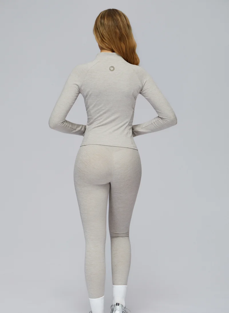 KAWN.YOGA Cinerous Grey Fitted High-Neck Jacket for Women | Best Price UAE