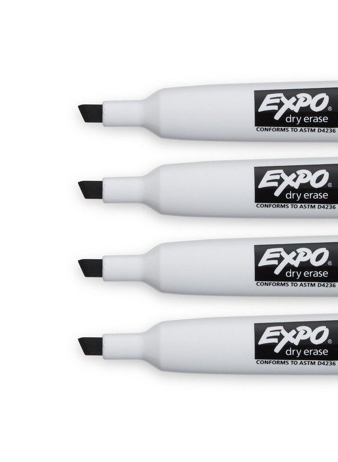 Expo - Magnetic Dry Erase Markers With Eraser Chisel Tip Black 4 Count - Image 1