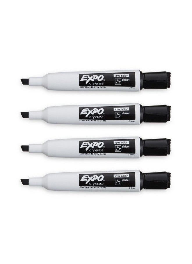 Expo - Magnetic Dry Erase Markers With Eraser Chisel Tip Black 4 Count - Image 1