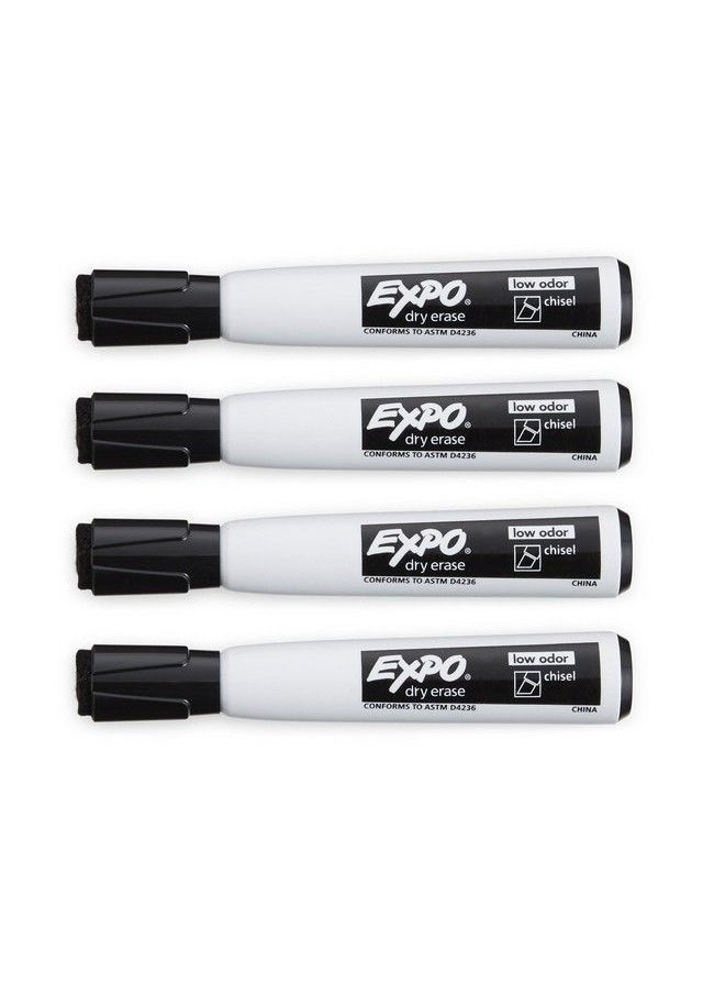 Expo - Magnetic Dry Erase Markers With Eraser Chisel Tip Black 4 Count - Image 1