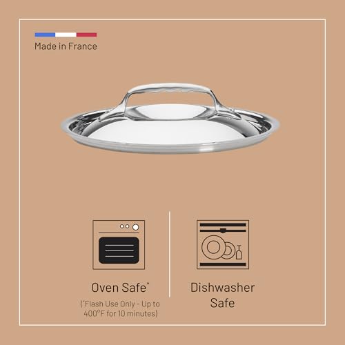 de Buyer Stainless Steel Lid, Polished - 7” - Compatible with 7" PRIMA MATERA Copper or AFFINITY Stainless Steel Pan - Dishwasher & Oven Safe - Made in France - Image 3