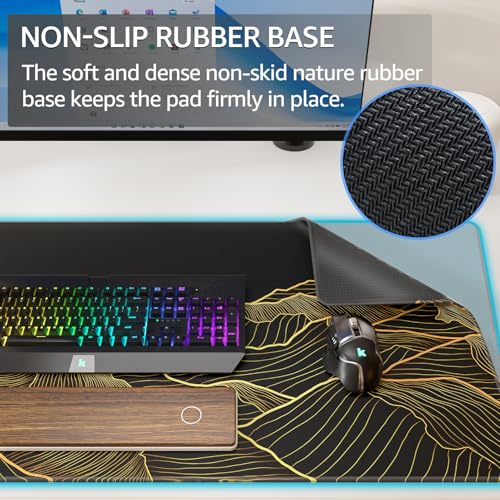 KTRIO Large Gaming Mouse Pad Desk Mat, Superior Micro-Weave Cloth, Non-Slip Rubber Base, Stitched Edges, Water-Resistant, for Gamer, Office & Home, 31.5 x 15.7 Inch, Bright Rise - Image 2