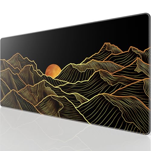 KTRIO Large Gaming Mouse Pad Desk Mat, Superior Micro-Weave Cloth, Non-Slip Rubber Base, Stitched Edges, Water-Resistant, for Gamer, Office & Home, 31.5 x 15.7 Inch, Bright Rise - Image 1
