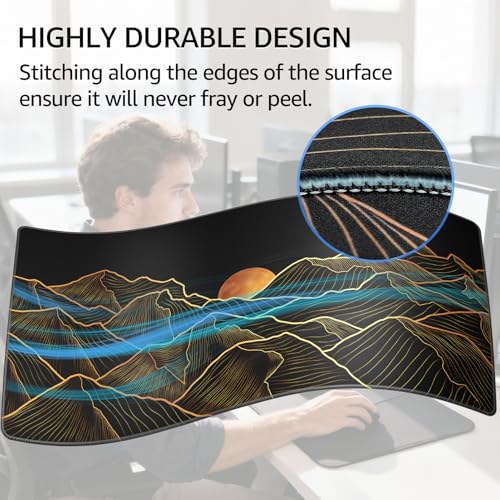 KTRIO Large Gaming Mouse Pad Desk Mat, Superior Micro-Weave Cloth, Non-Slip Rubber Base, Stitched Edges, Water-Resistant, for Gamer, Office & Home, 31.5 x 15.7 Inch, Bright Rise - Image 3