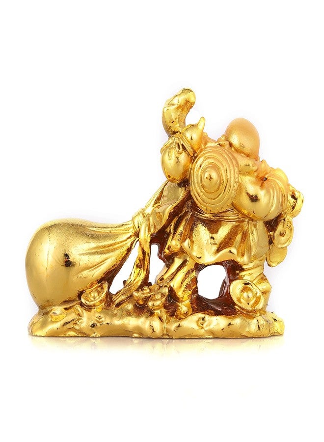 sculpmart Resin Laughing Buddha for Good Luck - Laughing Buddha for Home Decor & Happy Men Vastu Feng Shui Buddha for Money and Good Luck, 7 cm, 5 cm, Golden - Image 5