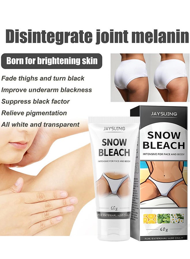 Jaysuing Snow Bleach Cream For Private Part Underarm Whitening, Dark Skin Bleaching Cream For Dark Spots, Face And Body Skin Lightening Bleaching Cream For Intimate Areas Brightening - Image 4