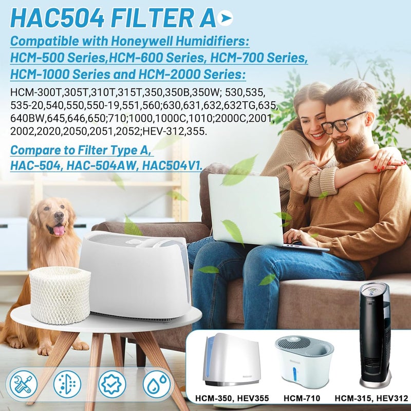 Lemige 4 Pack HAC-504 Humidifier Filters for Honeywell Humidifier HAC-504, HAC-504AW, HAC504V1, HCM350, HCM-350W, HCM-300T, HCM-315T, HCM-600, HCM-710, Replacement Filter A - Image 2