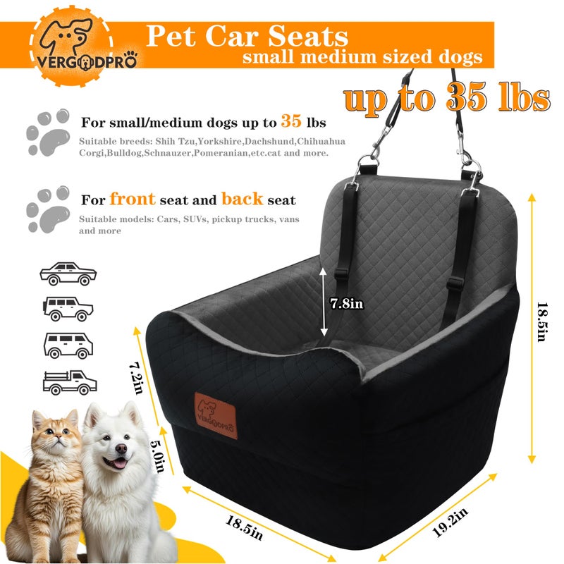 VERGODPRO Dog Booster Car Seat for Medium/Small Sized Dogs,Memory Foam and Ultra Soft Fabric Car Pet Bed,Portable Travel Safety and Comfortable Dog Carseat with Washable Removable Cover,Thick Cushionï¼ˆM-Blagreï¼‰ - Image 3