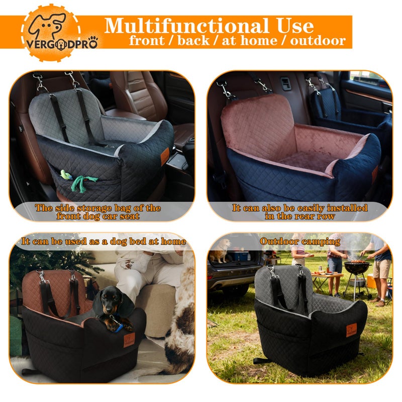 VERGODPRO Dog Booster Car Seat for Medium/Small Sized Dogs,Memory Foam and Ultra Soft Fabric Car Pet Bed,Portable Travel Safety and Comfortable Dog Carseat with Washable Removable Cover,Thick Cushionï¼ˆM-Blagreï¼‰ - Image 5