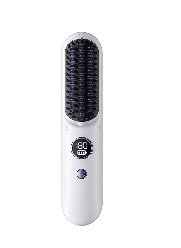 UBelle - USB Rechargeable Electric Comb Curling Iron Negative Ion Straightener Wireless Portable Straightening Comb - Image 1