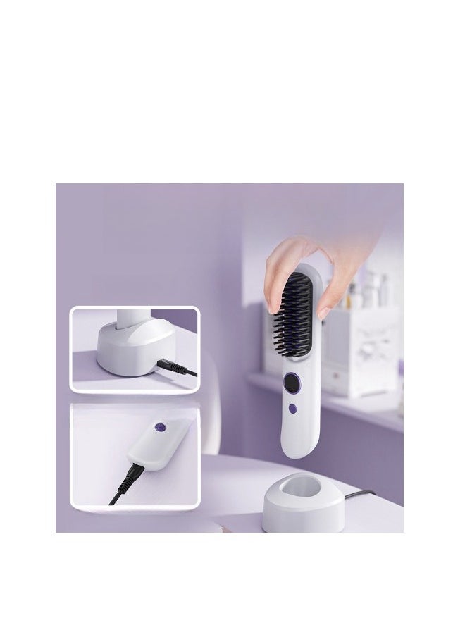 UBelle - USB Rechargeable Electric Comb Curling Iron Negative Ion Straightener Wireless Portable Straightening Comb - Image 1