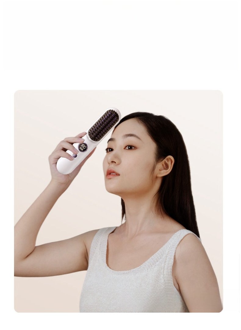 UBelle - USB Rechargeable Electric Comb Curling Iron Negative Ion Straightener Wireless Portable Straightening Comb - Image 1