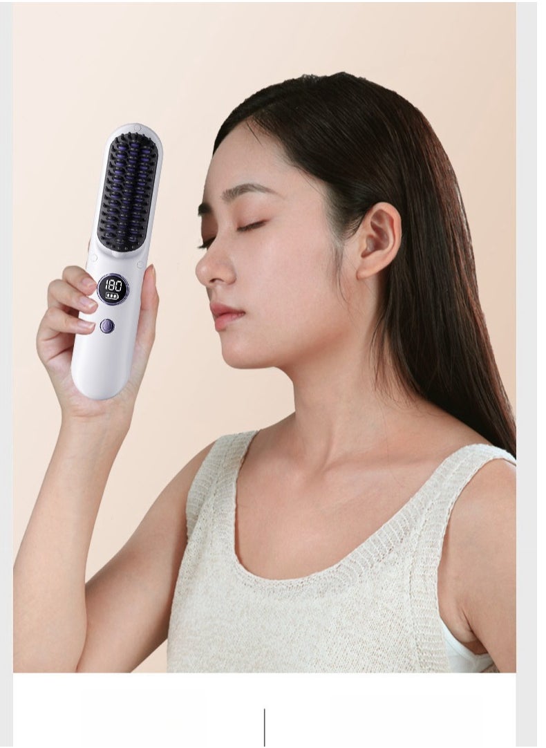 UBelle - USB Rechargeable Electric Comb Curling Iron Negative Ion Straightener Wireless Portable Straightening Comb - Image 1