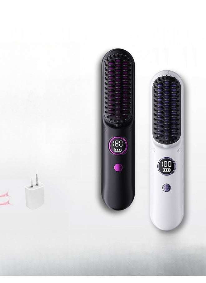 UBelle - USB Rechargeable Electric Comb Curling Iron Negative Ion Straightener Wireless Portable Straightening Comb - Image 1