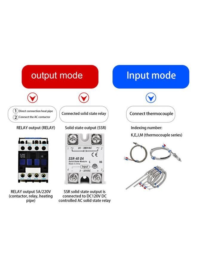 PID Temperature Controller Kit Intelligent Digital Display Automatic Temperature Control Instrument AC100‑240V 48 X 48mm