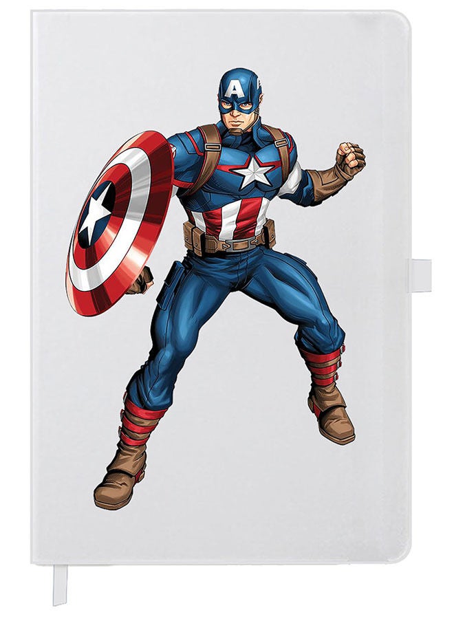 Theodor Designer A5 Thick White Hardcover Notebook Captain America - Image 1
