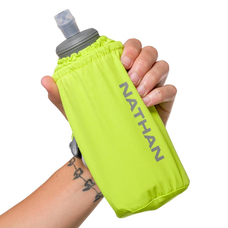 Nathan Handheld Soft Flask 18oz - Exo-Draw Insulated Collapsible Bottle - Grip-Free Strap & Rigid ExoSpine for Comfort/Support - Breathable Mesh Strap - Ideal Running/Hiking, Pinnacle, Lime Green - Image 5