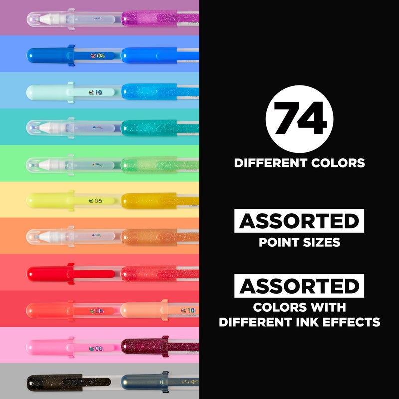 SAKURA Gelly Roll Gel Pens - Gift Set - Ink Pen Set - Art DIY Projects - Assorted Point Sizes with Storage Case - Assorted Colored Ink with Special Effects - 74 Pack - Image 2