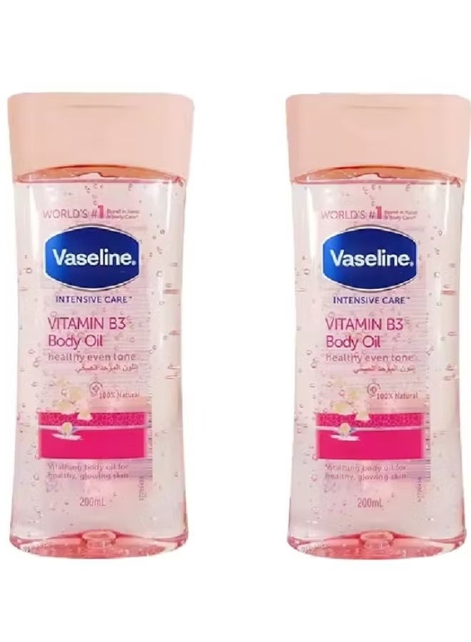 Vaseline Vitamin B3 Body Care Oil Healthy Skin Tone Unifying 200ml*2pcs
