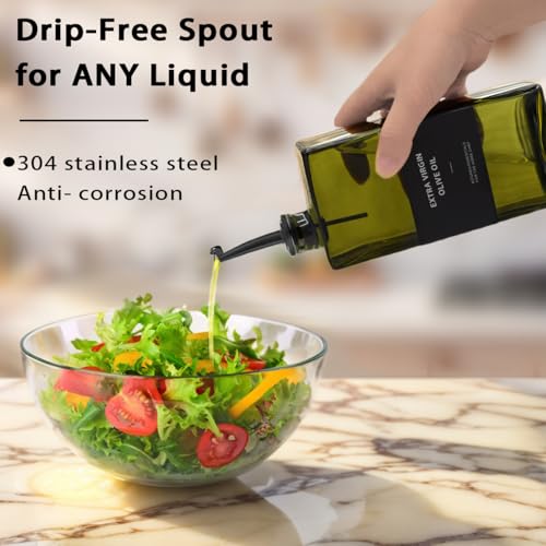 Gelury Olive Oil Dispenser Bottle for Kitchen 16.9oz, UV-Blocking Oil and Vinegar Dispenser Set, Soy Sauce Dispenser, Space Saving Design for Countertop (Green, 2pcs) - Image 4