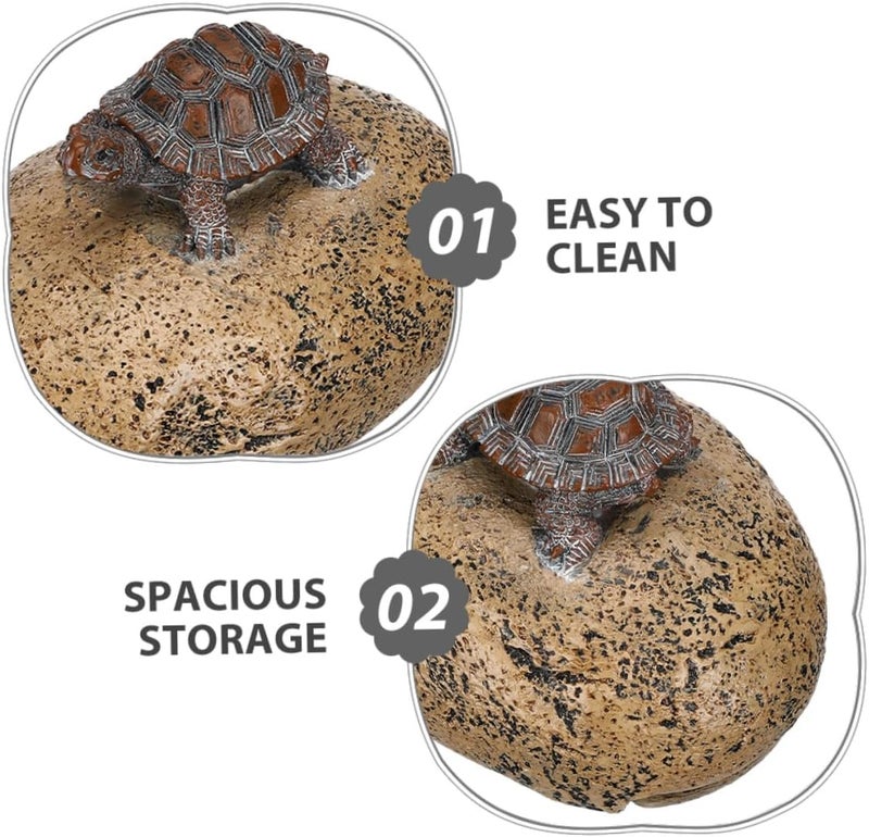 Resin Fake Stone Key Box with Turtle Design, 2pcs Outdoor Hidden Key Holder, Small Simulated Rock Secure Storage for Home and Garden Use - Image 3