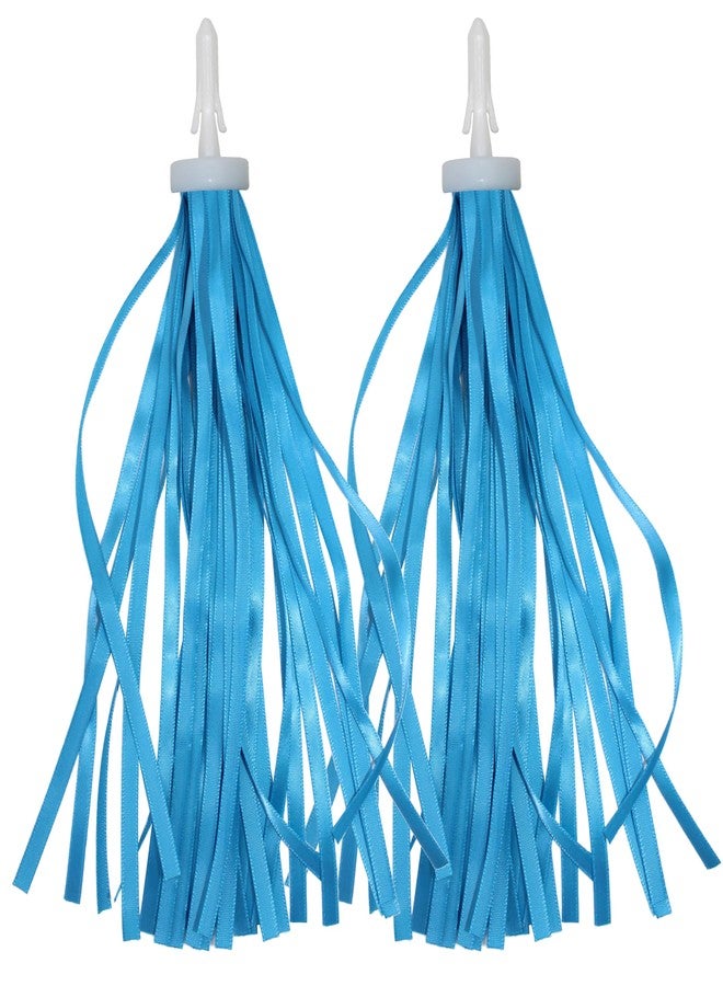 ARTCXC 2pcs 29cm Length Polyester Silky Ribbons Streamers Bike Handlebar Tassels for Bike,Bicycle,Scooter,Stylish Cycling Decor Decoration Accessorier (Blue) - Image 1