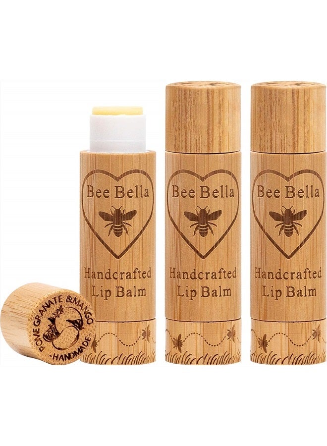 Bee Bella Lip Balm, Pomegranate Mango, 3 Pack - Moisturizing Lip Care, 100% Natural, Original Organic Beeswax with Vitamin E, Handmade in USA - Image 1