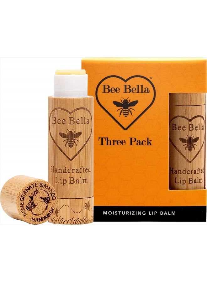 Bee Bella Lip Balm, Pomegranate Mango, 3 Pack - Moisturizing Lip Care, 100% Natural, Original Organic Beeswax with Vitamin E, Handmade in USA - Image 2