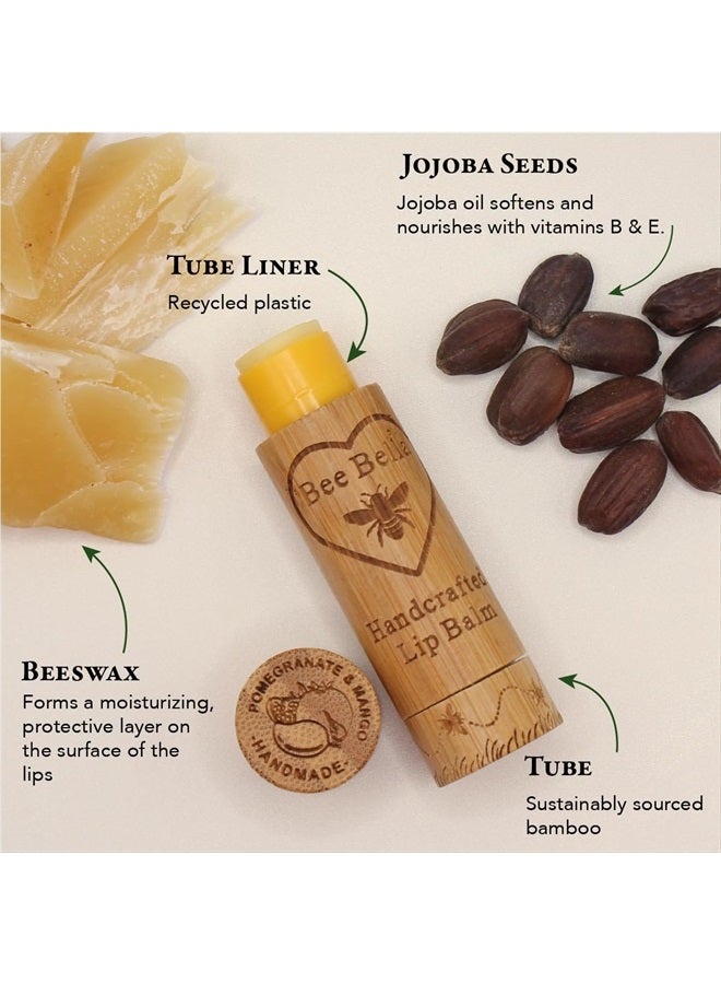 Bee Bella Lip Balm, Pomegranate Mango, 3 Pack - Moisturizing Lip Care, 100% Natural, Original Organic Beeswax with Vitamin E, Handmade in USA - Image 4