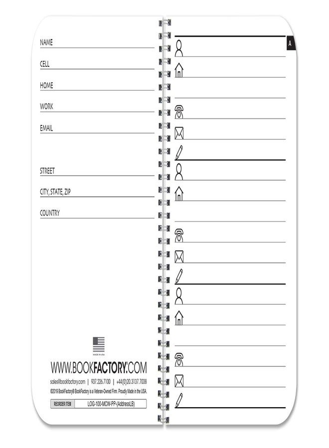 BookFactory Little Black Book/Pocket Address Book/Mini Black Address Book - 100 Pages, 3.5'' x 5.25'', Wire-O (Made in USA) - Image 2