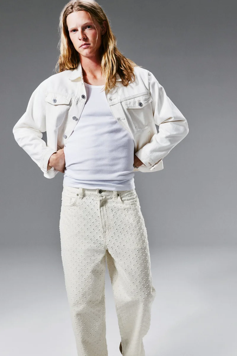 اتش اند ام جينز فضفاض منقوش