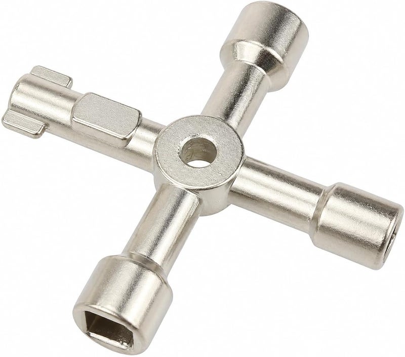 Biella™ Multi-Function 4-Way Utility Cross Key Wrench - Plumbing Wrench for Gas Electric Meter Cabinets Bleed Radiators - Image 1