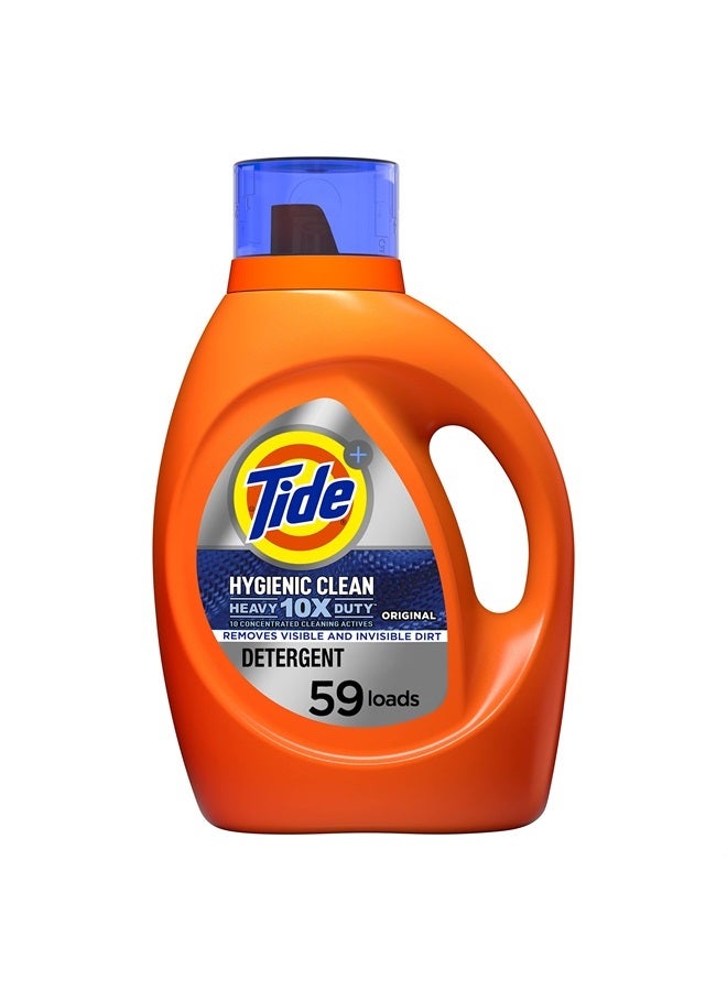 Tide صابون سائل منظف غسيل ثقيل 10X صحي، رائحة أصلية، متوافق مع HE، 59 غسلة، 84 أونصة سائلة - Image 1