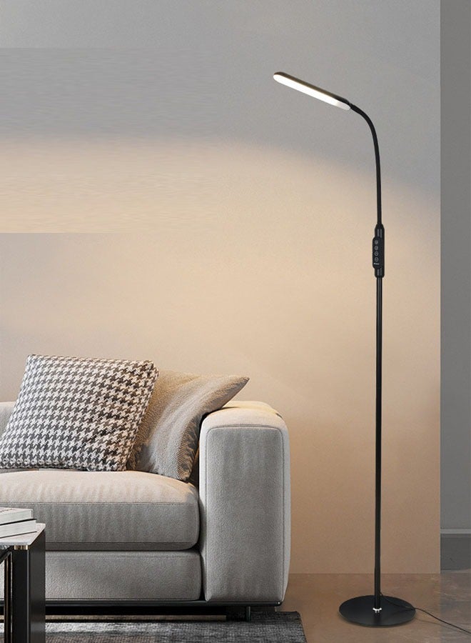 كيكي مصباح أرضي LED عصري مع جهاز تحكم عن بعد وتحكم باللمس، تعتيم سلس، 3 درجات حرارة لونية، رأس قابل للفصل والتعديل، مصباح أرضي أسود لغرفة المعيشة، غرفة النوم، المكتب (12 واط) - Image 1