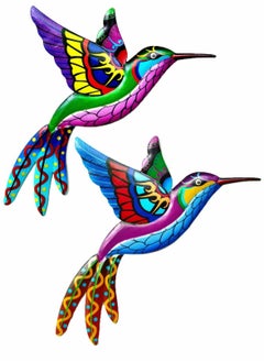Excefore 2Pcs Metal Bird Garden Ornament Hummingbird Wall Tree Fence Hanging Sculptures Decorative Metal Art Craft for Garden Yard Home Room Decoration Indoor Outdoor  - Image 1