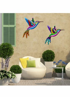 Excefore 2Pcs Metal Bird Garden Ornament Hummingbird Wall Tree Fence Hanging Sculptures Decorative Metal Art Craft for Garden Yard Home Room Decoration Indoor Outdoor  - Image 2