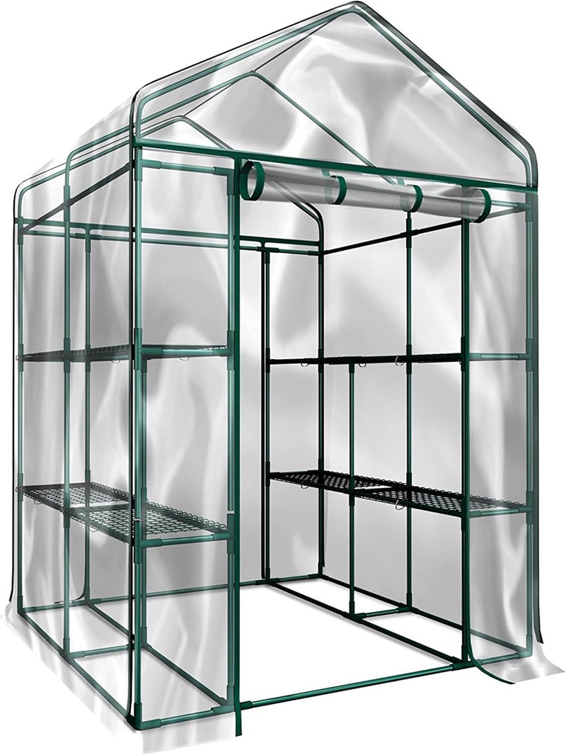 Home-Complete Greenhouse - Walk in Greenhouse with 8 Sturdy Shelves and PVC Cover for Indoor or Outdoor Use - 56 x 56 x 76-Inch Green House by - Image 1