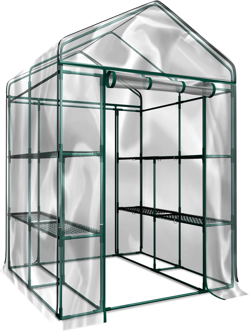 Home-Complete Greenhouse - Walk in Greenhouse with 8 Sturdy Shelves and PVC Cover for Indoor or Outdoor Use - 56 x 56 x 76-Inch Green House by - Image 4