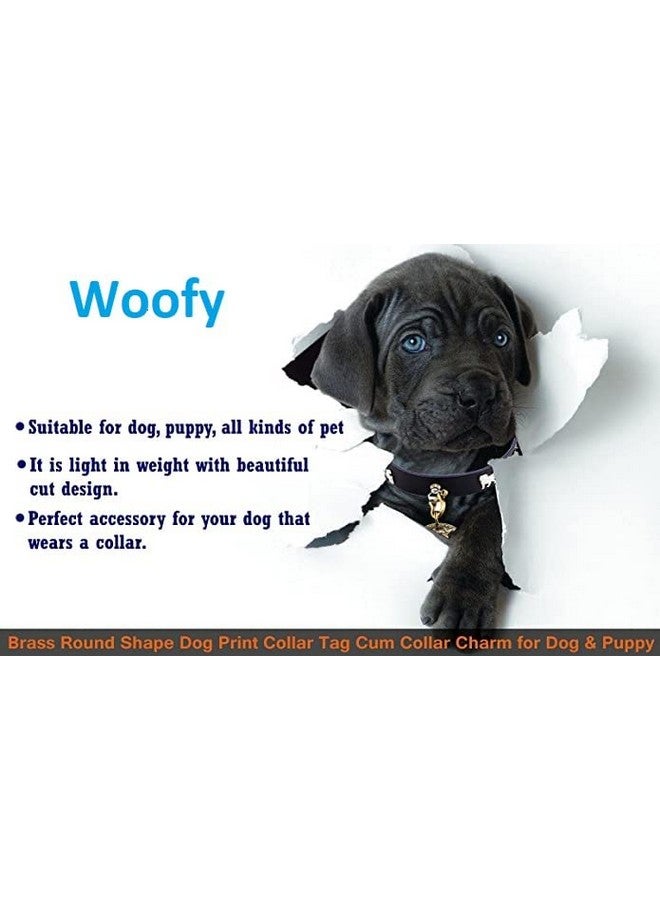 Imported Brass Round Shape Dog Print Collar Tag Cum Collar Charm For Dog & Puppy, Antique -Golden, Medium, Tag Photo May Be Different - Image 3