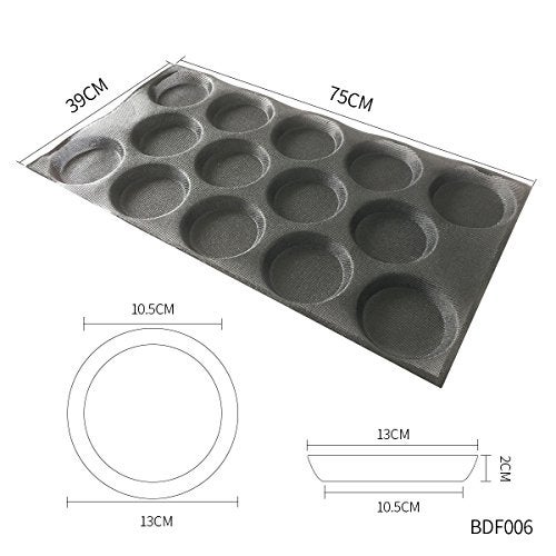 BLUE DROP Bluedrop Silicone Hamburger Bread Forms Perforated Silicone Bakery Molds Tartlets Pita Moulds Sheets Food Grade for Industrial Large Size - Image 2