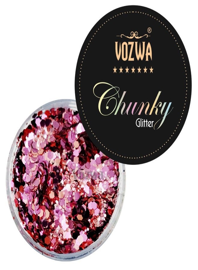 Vozwa Gradient Chunky Thick & Thin Eyeshadow Pink Glitter - Image 4