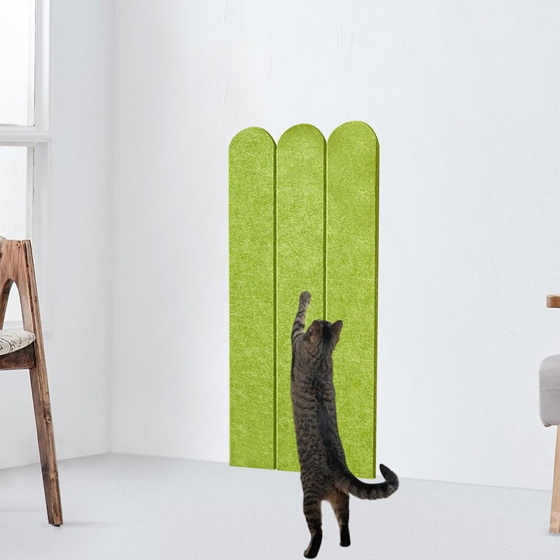 Cat Scratching Mat Wall Mounted with Self-Adhesive Tape, 30x60cm Felt Furniture Protector for Couch Sofa Floor Car, DIY Multipurpose Pet Scratcher- Green - Image 2