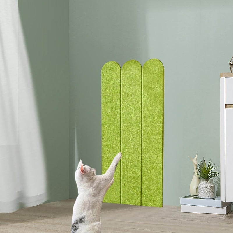 Cat Scratching Mat Wall Mounted with Self-Adhesive Tape, 30x60cm Felt Furniture Protector for Couch Sofa Floor Car, DIY Multipurpose Pet Scratcher- Green - Image 4