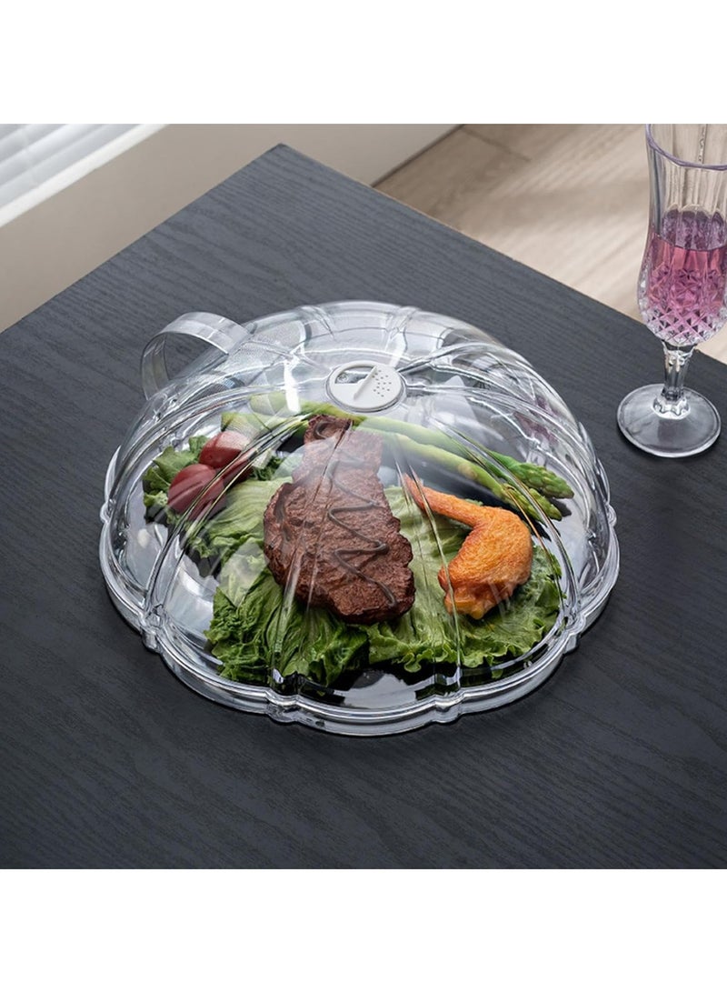 Splatter Cover & Tray Fully Protect Food Splashes, Receiving Water Steam Preventing food From Drying out, Dish Bowl Plate Serving Lid With Handle, Clear Saft Plastic  - Image 5