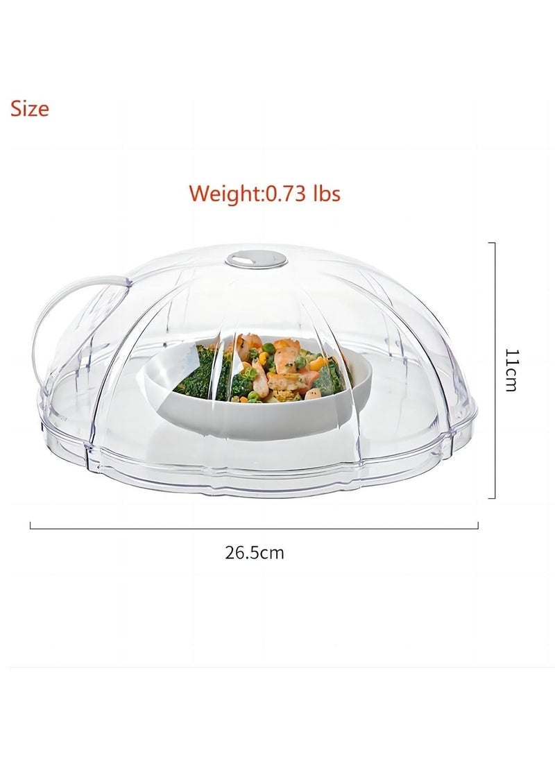 Splatter Cover & Tray Fully Protect Food Splashes, Receiving Water Steam Preventing food From Drying out, Dish Bowl Plate Serving Lid With Handle, Clear Saft Plastic  - Image 4