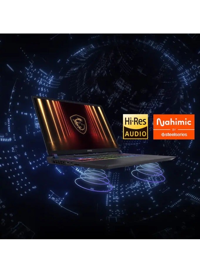 MSI LAPTOP MSI ( 9S7-15M352-070 ) Vector 16 HX AI A2XWHG Intel HM870 Core Ultra 9 275HX RAM 32G DDR5 16GB*2 HDD 1TB NVMe PCIe SSD Gen4x4 VGA NVIDIA GeForce RTX  5070 Ti Laptop GPU GDDR7 12GB 16 QHD+(2560 x 1600) 240Hz Cosmos Gray 24-Zone RGB Gaming Keyboard Titan Gaming Backpack Windows 11 Home A 2 Year Warranty Arabic Cosmos Gray  - Image 2