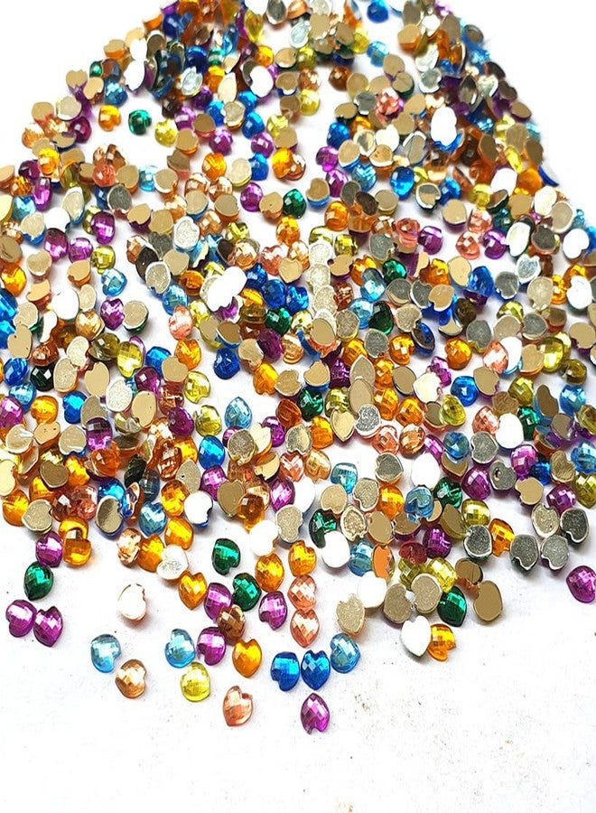 JPM Beads Crystal Finish Rhinestones Mix Color Heart Shape 4mm Size 1440 Pieces Pack