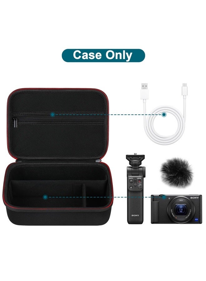 Canboc Carrying Camera Case for Sony ZV-1/ ZV-1 II/ZV-1F Vlog Digital Camera & Vlogger Accessory Kit Tripod, Travel Storage Bag with Strap, Mesh Pocket fit Cable, Black - Image 2