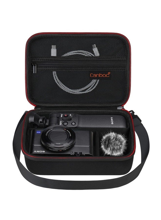 Canboc Carrying Camera Case for Sony ZV-1/ ZV-1 II/ZV-1F Vlog Digital Camera & Vlogger Accessory Kit Tripod, Travel Storage Bag with Strap, Mesh Pocket fit Cable, Black - Image 1