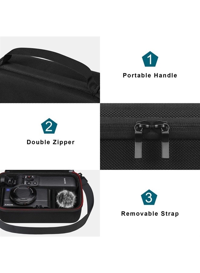 Canboc Carrying Camera Case for Sony ZV-1/ ZV-1 II/ZV-1F Vlog Digital Camera & Vlogger Accessory Kit Tripod, Travel Storage Bag with Strap, Mesh Pocket fit Cable, Black - Image 3